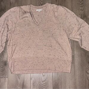 Madewell Pink Speckled V-Neck Sweater